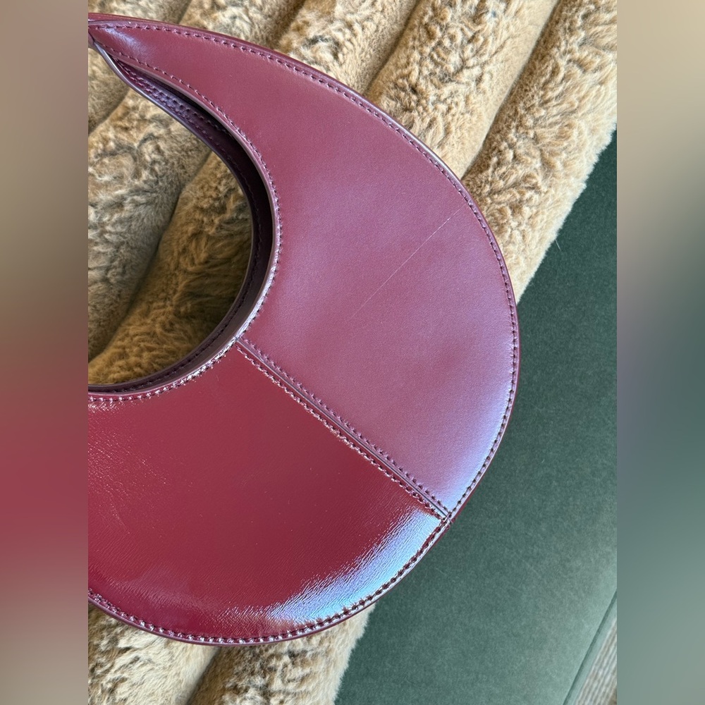 STAUD Moon Mini Split Leather Crossbody Bag Bordeaux - Picture 7 of 17